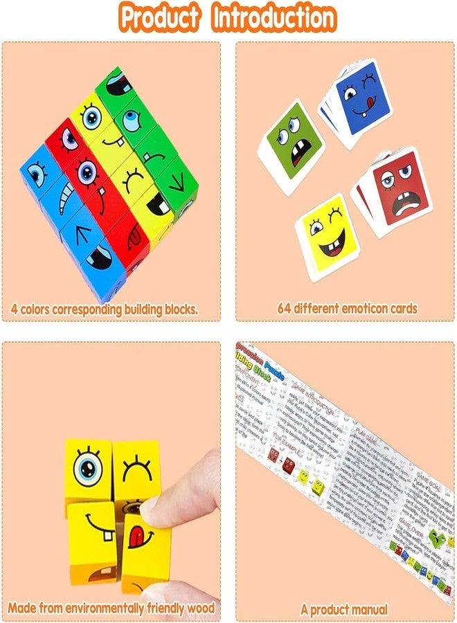 Rexez Wooden Cube Puzzle, Expression Toy, Interactive Puzzle Games, Wooden Cubez Game, Puzzle Building Cubez, Family Game - Image 2